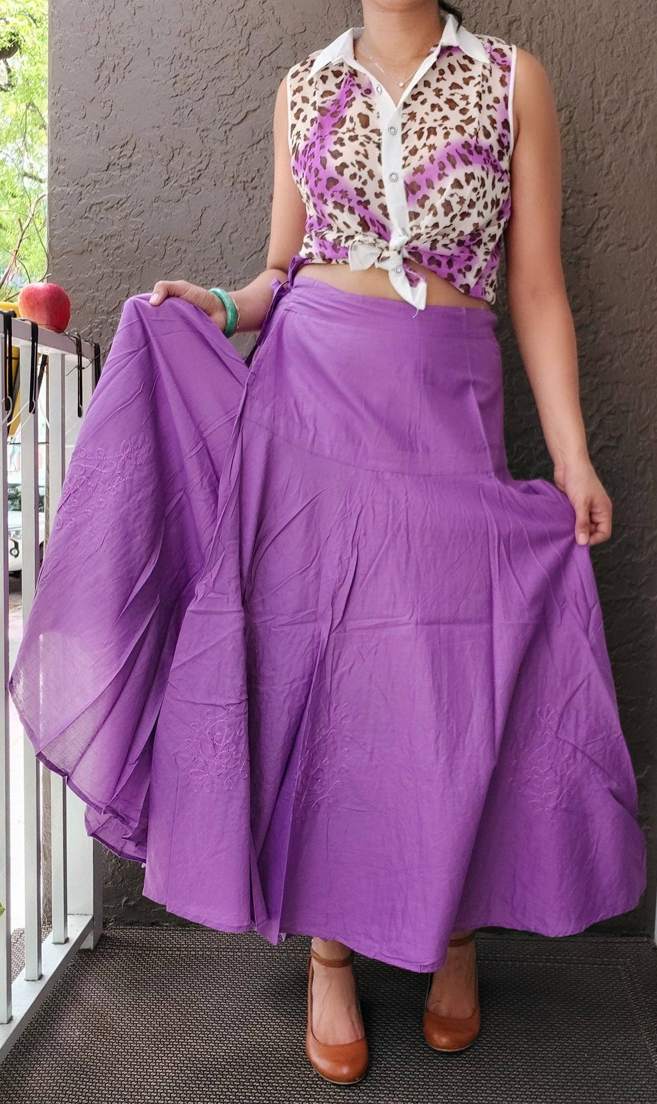 Wrap Around Skirt / Long/ Embroidery/ Solid