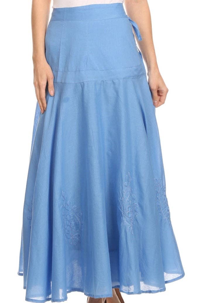 Wrap Around Skirt / Long/ Embroidery/ Solid