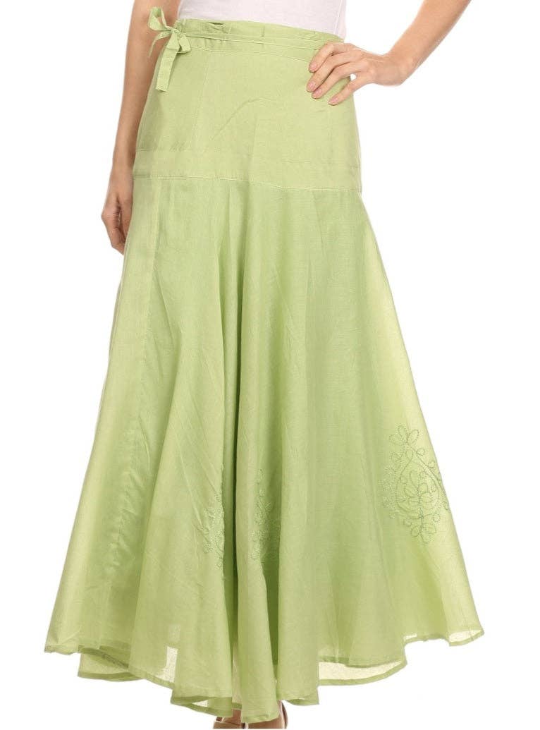 Wrap Around Skirt / Long/ Embroidery/ Solid