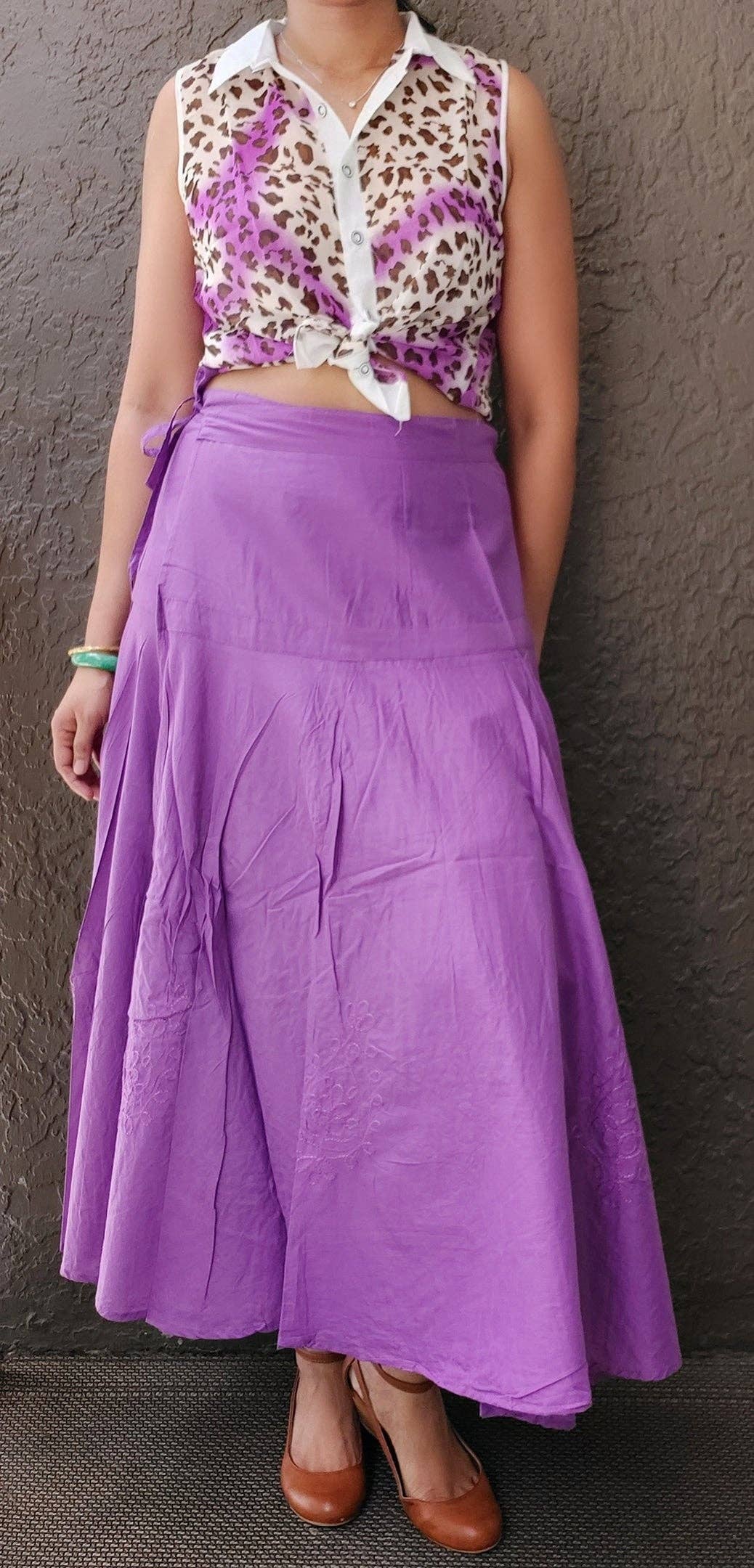 Wrap Around Skirt / Long/ Embroidery/ Solid