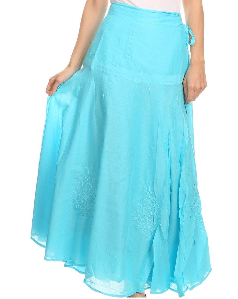 Wrap Around Skirt / Long/ Embroidery/ Solid