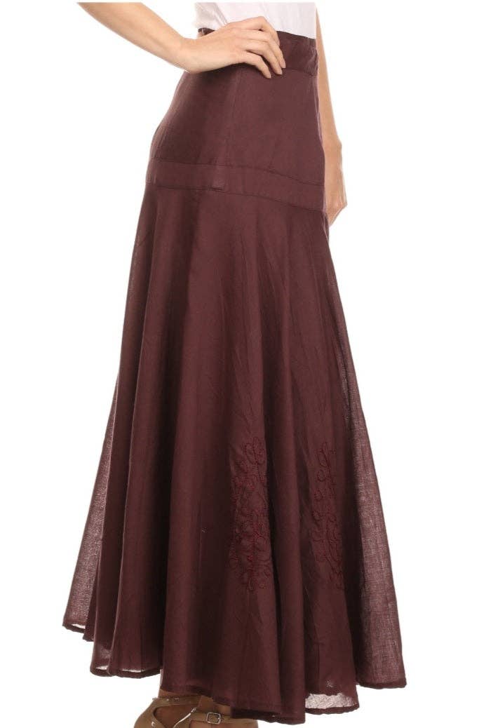 Wrap Around Skirt / Long/ Embroidery/ Solid