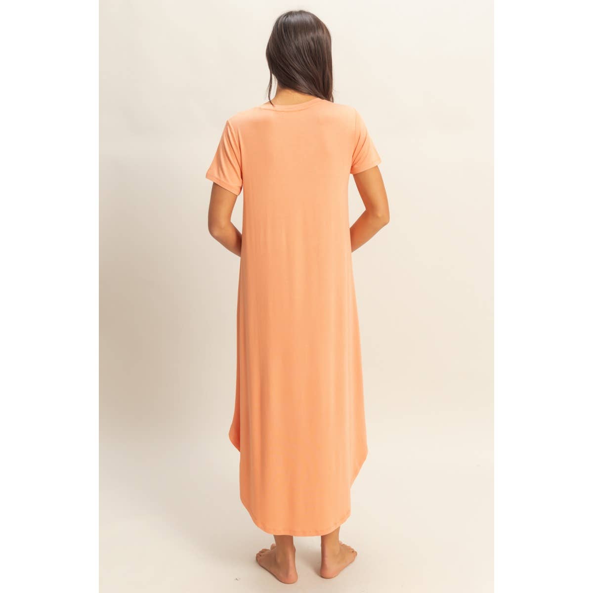 DZ23C955-V-Neck Short Sleeve Midi Dress