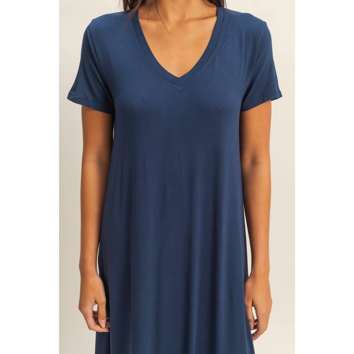 DZ23C955-V-Neck Short Sleeve Midi Dress
